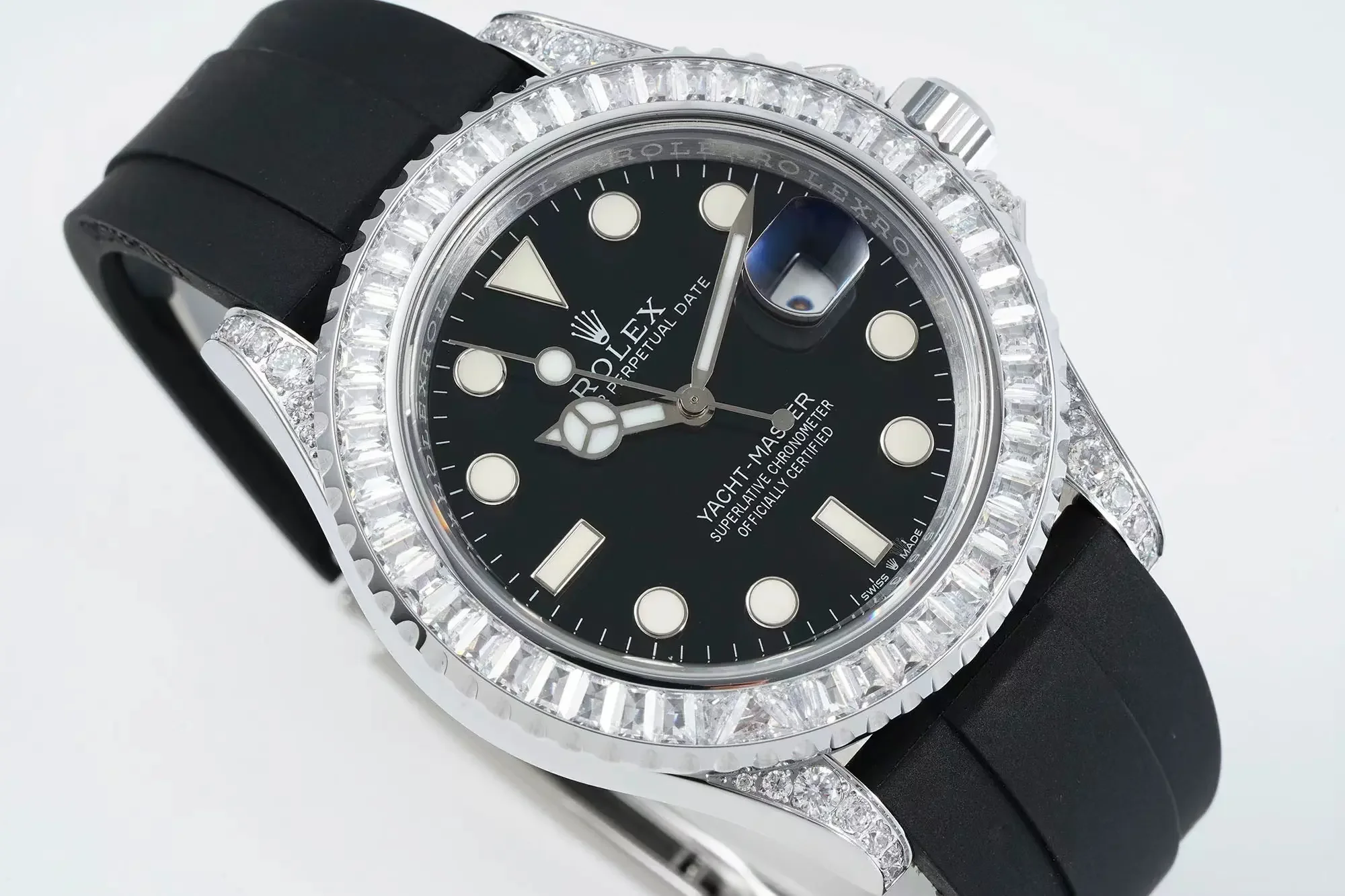 Rolex Yacht-Master 42mm Black Dial Diamond Bezel Rubber Strap Watch Collection