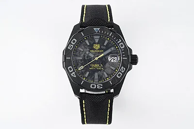 V6 Factory TAG Heuer Series Watch - Black Carbon Fiber Dial, Yellow Stitching Strap, Formal &amp; Casual Style, SW200 Movement, Super Clone Replica Edition
