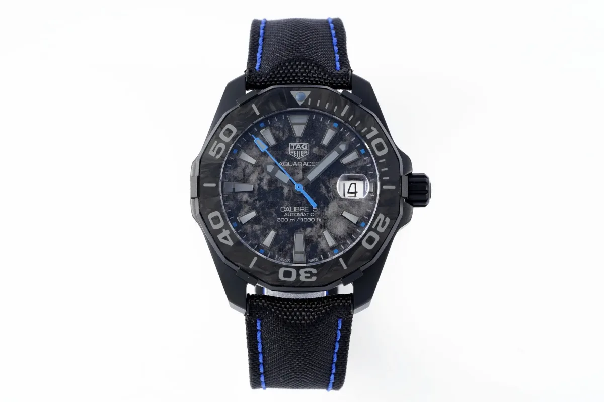 V6 Factory TAG Heuer Series Watch - Black with Blue Stitching, Casual &amp; Formal Style, 100m Waterproof, SW200 Movement, Super Clone Replica Design