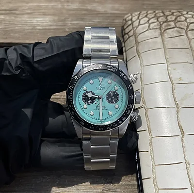 ZF Factory Tudor Black Bay Chrono Turquoise Dial Stainless Steel Bracelet Men's Chronograph Watch
