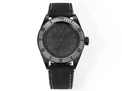 ZF Factory Tudor Black Bay Fifty-Eight Automatic Men's Dive Watch - Black Dial, Matte Black Bezel, Black Leather Strap