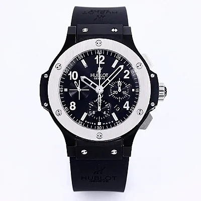 APS Factory Hublot Big Bang 44mm Black Ceramic Chronograph Watch with Rubber Strap - Super Clone Quality