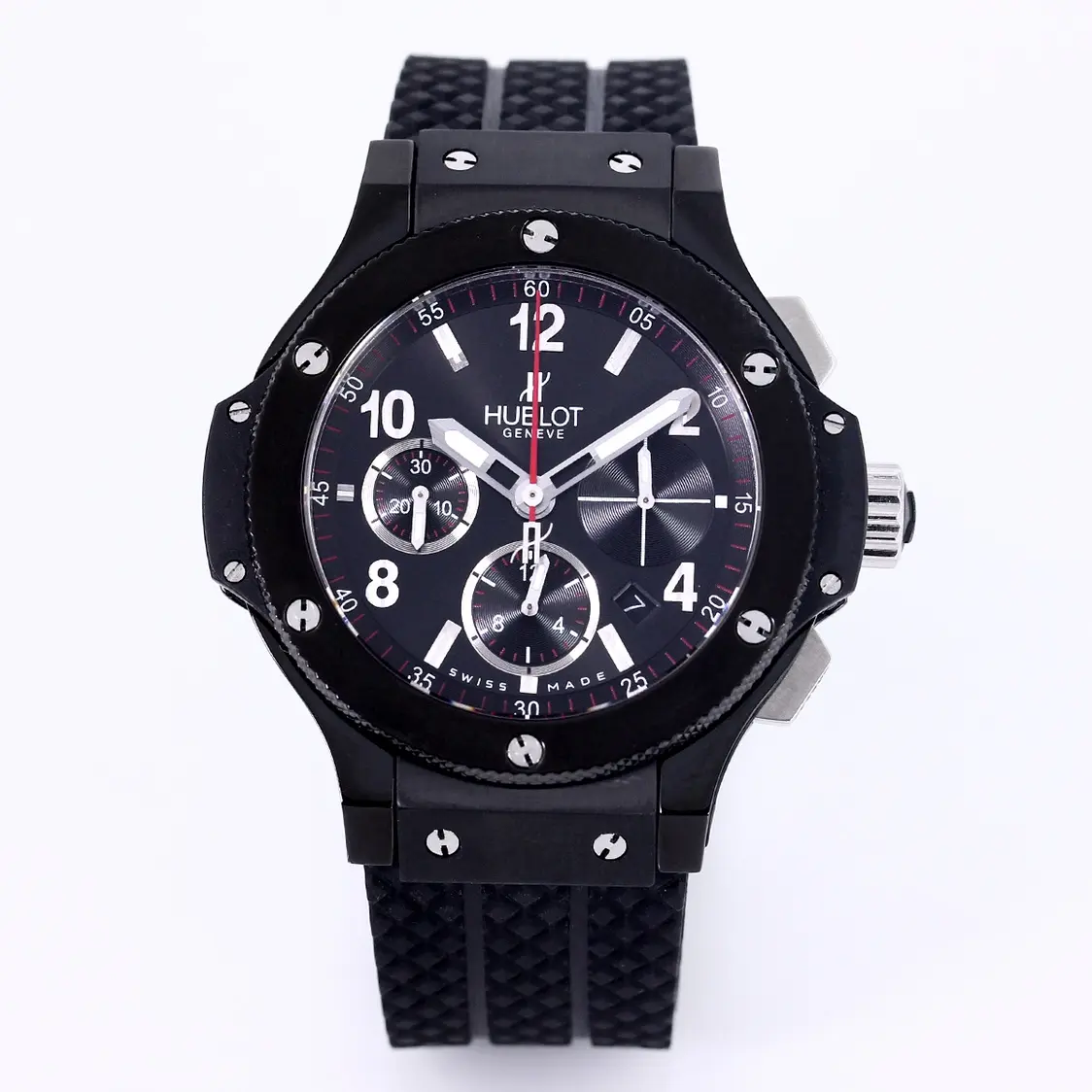 HB Factory HUBLOT Big Bang 44mm Black Ceramic Chronograph Watch with Rubber Strap - Super Clone Edition