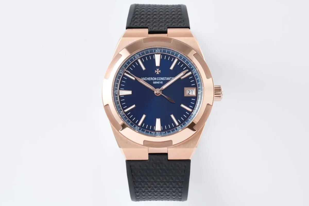 PPF Factory Vacheron Constantin Overseas 4500V Series - Rose Gold Case, Blue Dial, Rubber Strap Best Replica Watch