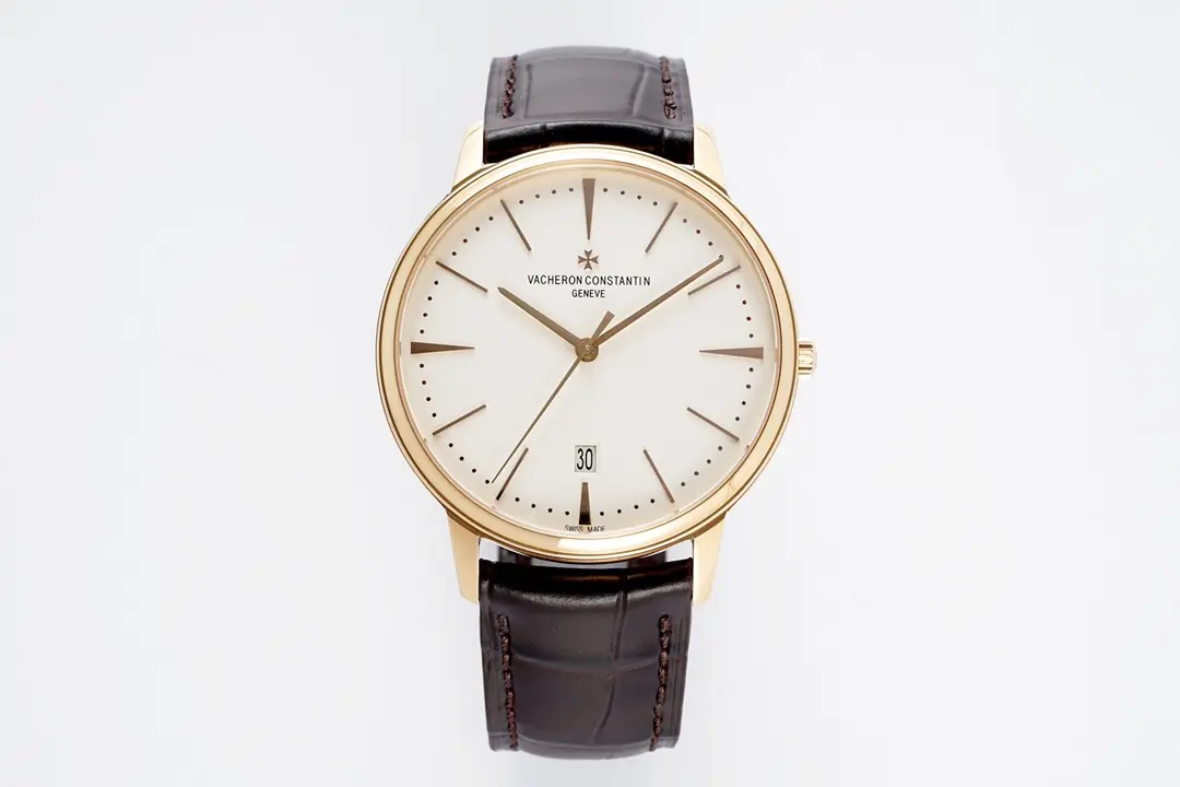 PPF Factory Vacheron Constantin Patrimony 85180 Series Watch - Gold Case, Brown Leather Strap, Minimalist Design, Best Super Clone Watches