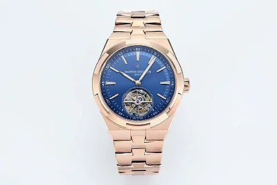MKS Factory Vacheron Constantin Overseas Tourbillon - Rose Gold Case, Blue Dial, Steel Bracelet Best Replica Watch