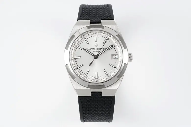 8F Factory Vacheron Constantin Overseas 4500V Series - Silver Dial, Black Rubber Strap, Luxury Steel Super Clone Watch - Best Replica Quality