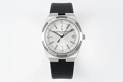 8F Factory Vacheron Constantin Overseas 4500V Series - Silver Dial, Black Rubber Strap, Luxury Steel Super Clone Watch - Best Replica Quality