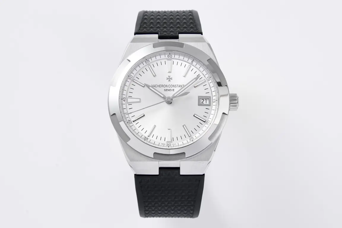 TWA Factory Vacheron Constantin Overseas 4500V Series - Silver Dial with Black Rubber Strap - Luxury Steel Super Clone Watch - Best Replica Quality