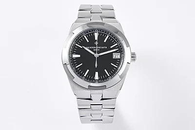 GS Factory Vacheron Constantin Overseas 4500V Series - Silver Stainless Steel Super Clone Watch with Black Dial, Automatic Movement, Best Replica Quality