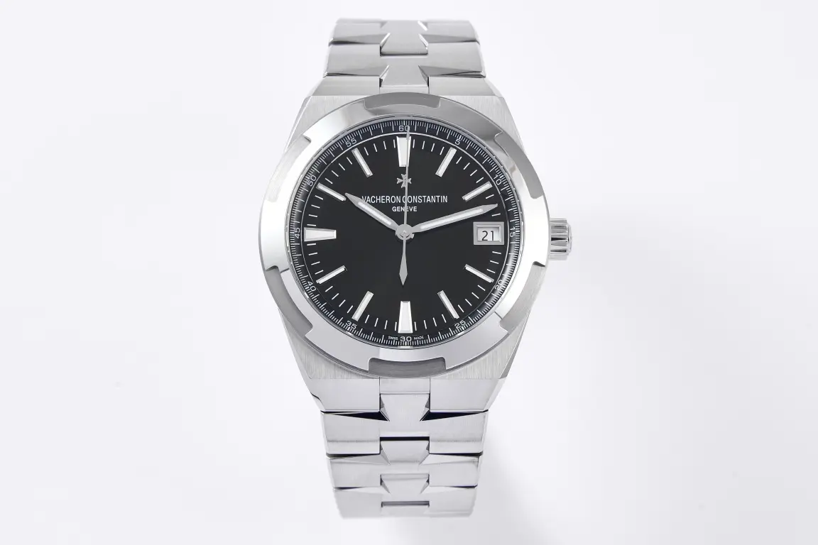 JJ Factory Vacheron Constantin Overseas 4500V Series - Silver Stainless Steel Super Clone Watch with Black Dial, Automatic Movement, Best Replica Quality
