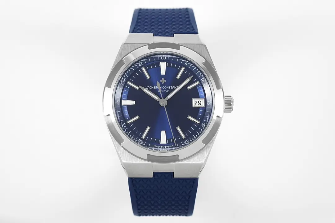 8F Factory Vacheron Constantin Overseas Blue Dial Stainless Steel Watch with Interchangeable Rubber Strap - 41mm - Super Clone Watches Quality