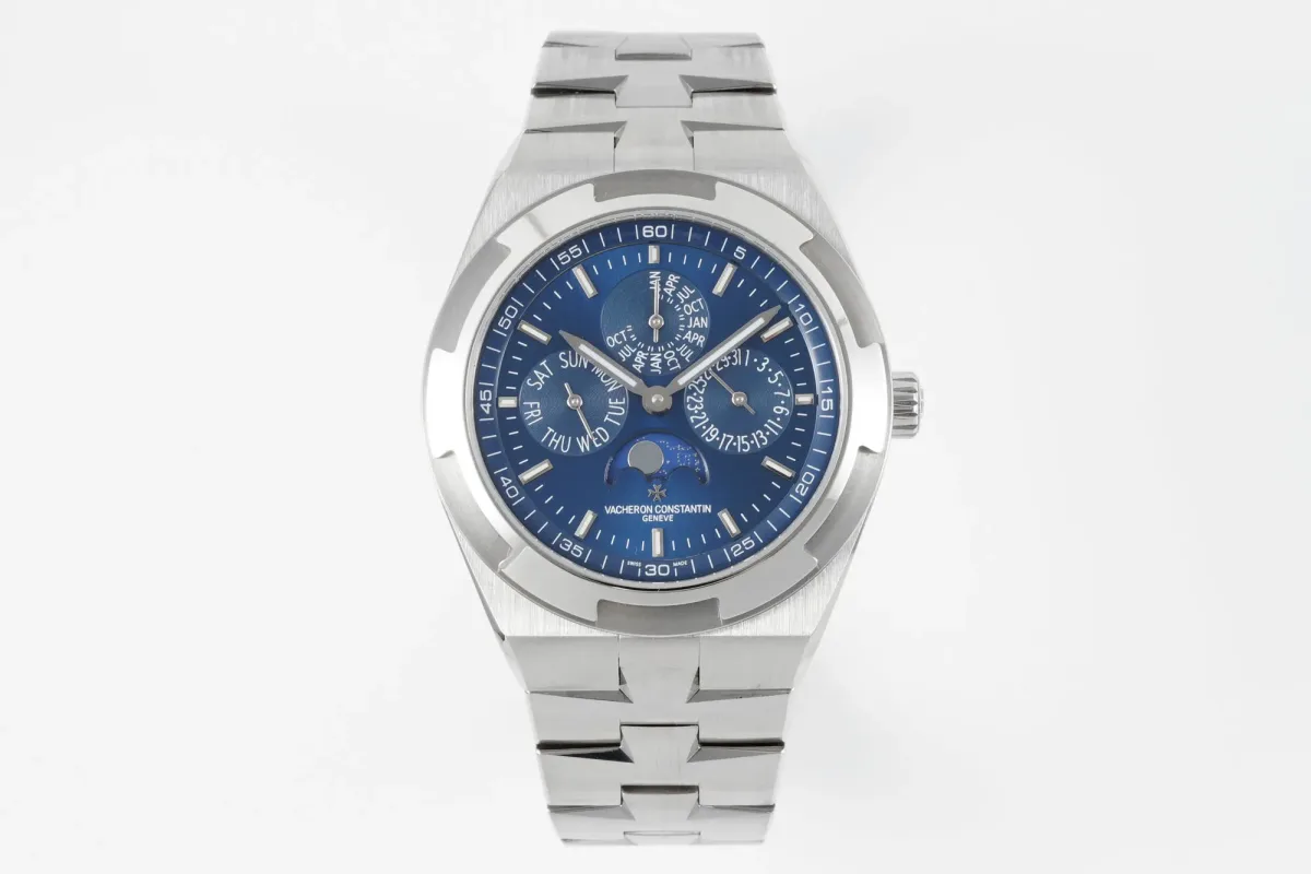 8F Factory Vacheron Constantin Overseas 4300V Perpetual Calendar Watch - Blue Dial, Stainless Steel Bracelet, Best Super Clone Edition