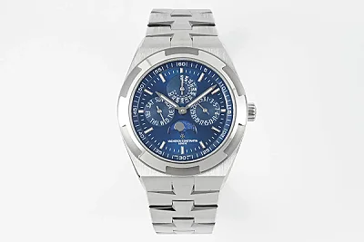 8F Factory Vacheron Constantin Overseas 4300V Perpetual Calendar Watch - Blue Dial, Stainless Steel Bracelet, Best Super Clone Edition