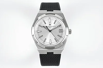 8F Factory Vacheron Constantin Overseas Automatic Watch - Silver Dial, Black Rubber Strap, 41mm Stainless Steel Case, Best Super Clone Quality
