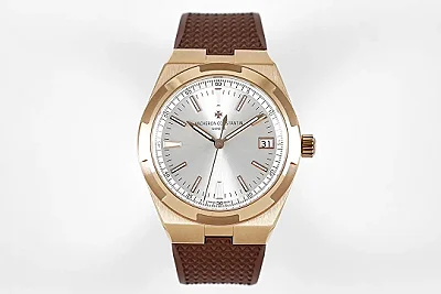 TWA Factory Vacheron Constantin Overseas Automatic Watch - Rose Gold Case, Brown Strap, Interchangeable Band System, Super Clone Watch