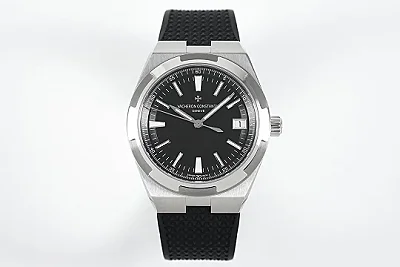 JJ Factory Vacheron Constantin Overseas Automatic Watch - Black Dial, Stainless Steel Case, Rubber Strap with Interchangeable System, Top Super Clone Watches Design