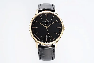 MKS Factory Vacheron Constantin Patrimony 85180 Series Watch - Rose Gold Case, Black Dial, Leather Strap, 40MM, Best Super Clone Quality