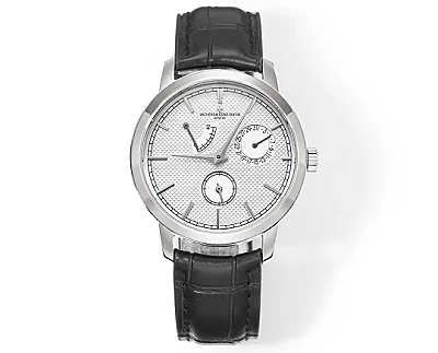 8F Factory Vacheron Constantin Traditionnelle 83520/000R-9909 Mechanical Watch - Silver Dial, Black Leather Strap, Multi-Function Automatic Super Clone Watch, Best Replica Quality