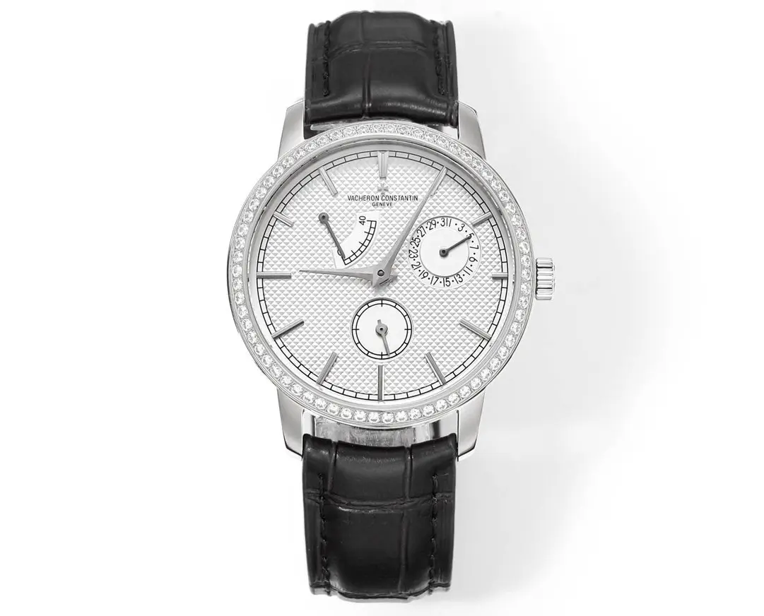 GS Factory Vacheron Constantin Traditionnelle 83520/000R-9909 Mechanical Watch - Silver Dial, Black Leather Strap, Multi-Function Design, Best Super Clone Quality