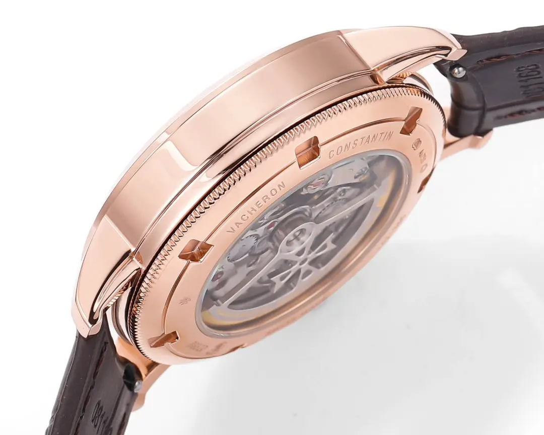8F Factory Vacheron Constantin Traditionnelle 83520/000R-9909 Rose Gold Mechanical Watch with Brown Leather Strap - Best Super Clone Edition