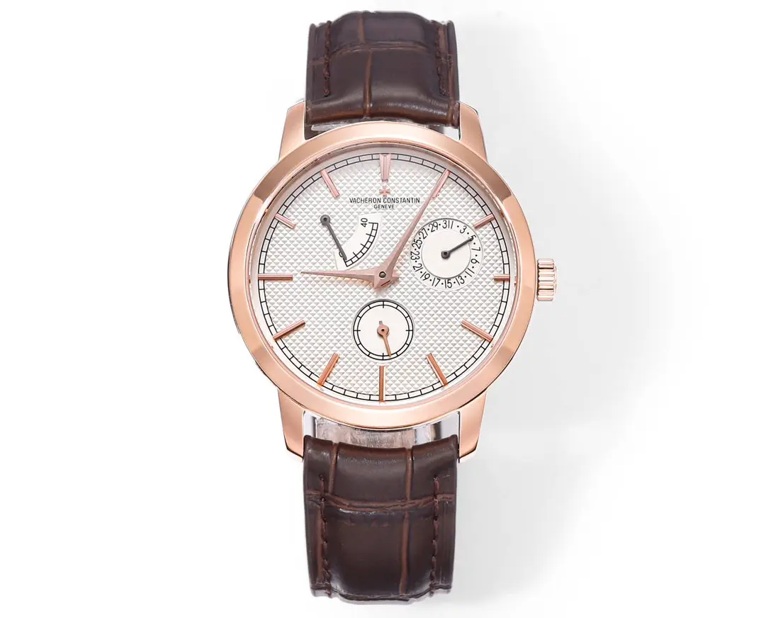MKS Factory Vacheron Constantin Traditionnelle 83520/000R-9909 Rose Gold Mechanical Watch with Brown Leather Strap - Best Super Clone Edition